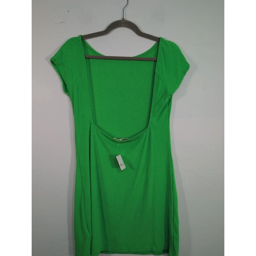 Free People Beach Rosalia Low Back Mini Dress Green Size L New